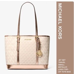 Michael Kors Cream and Gold Signature Tote